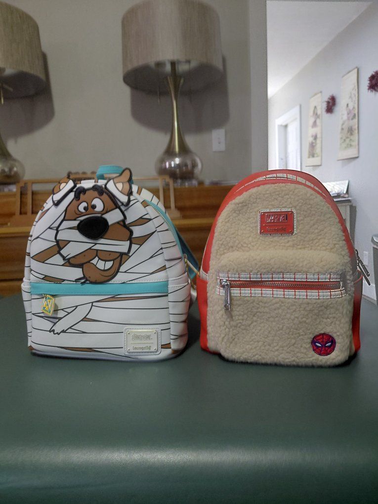 Loungefly Mini Backpack Lot - Scooby-Doo Mummy & Marvel Spider-Man Sherpa