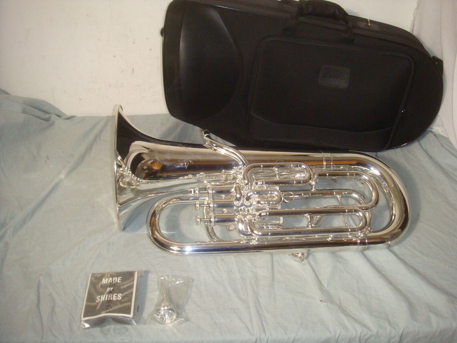 S.E. SHIRES EUQ41S 4 VALVE COMPENSATING SILVER PLATED EUPHONIUM OUTFIT