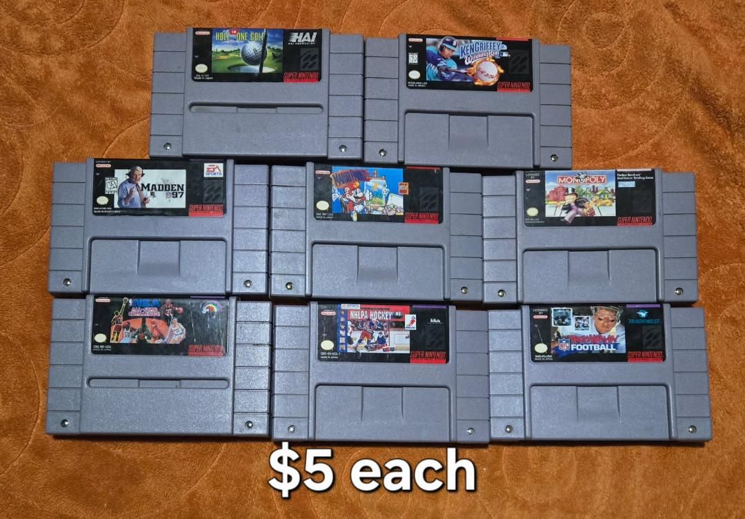 Nintendo sNes games $5 each including Monopoly! trades considered!