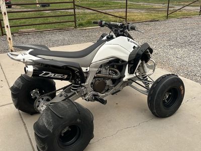 Kawasaki KFX450R Sport ATV - White/Black with DASA Exhaust & Sand Paddle Tires