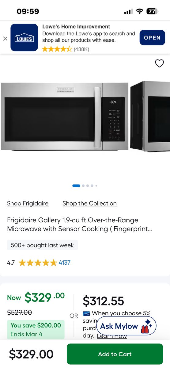 FRIGIDAIRE GALLERY MICROWAVE