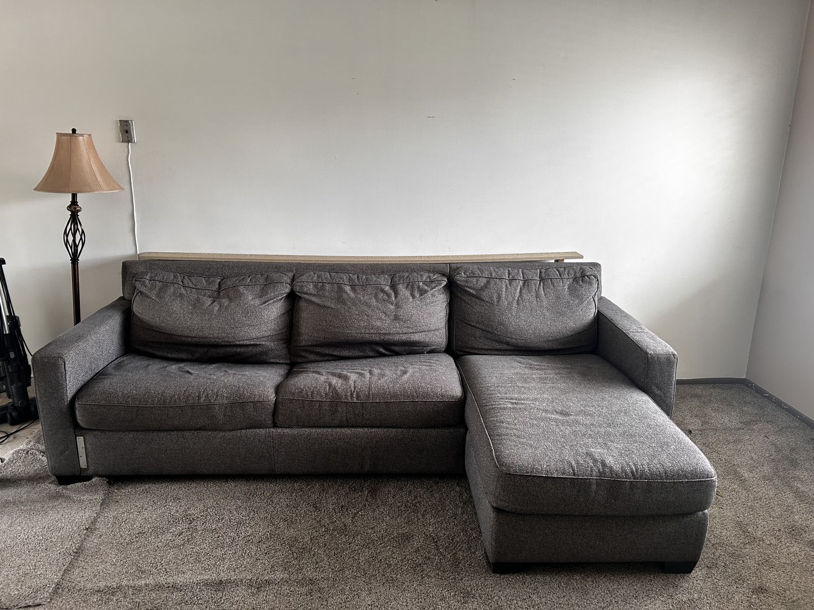 Grey couch w/ hide-a-bed & chaise