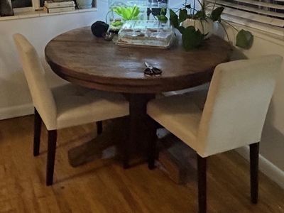 FREE Round Wood Dining Table & 2 Upholstered Chairs