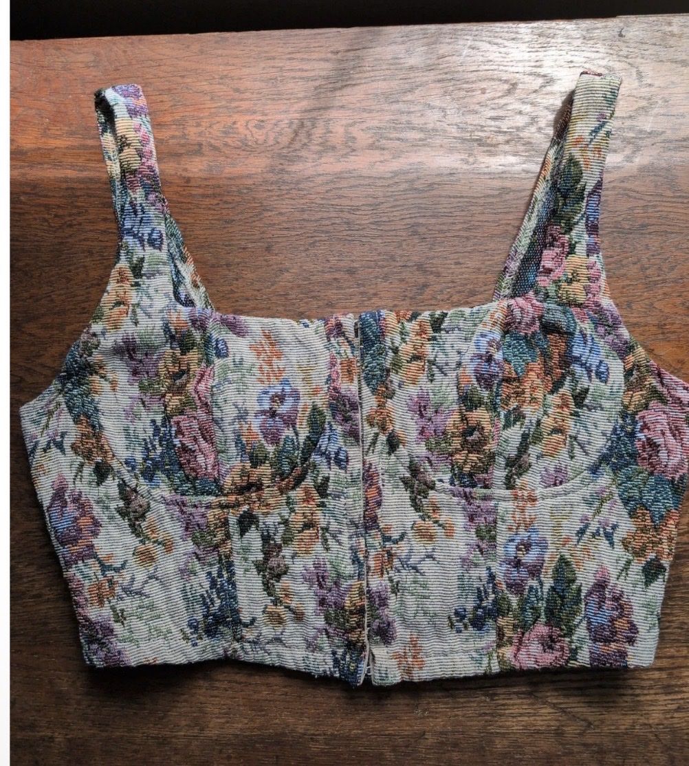 Wild Fable Floral Corset Bustier Crop Top Tank Size L