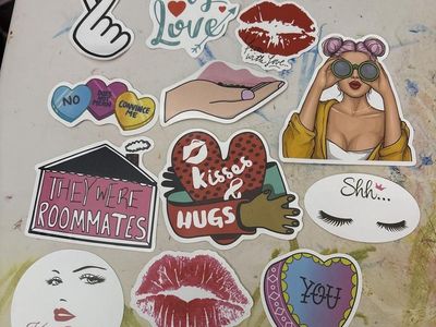 Assorted Fun & Flirty Die-Cut Stickers - Kisses, Hearts, Lips & More - 12 Piece Set