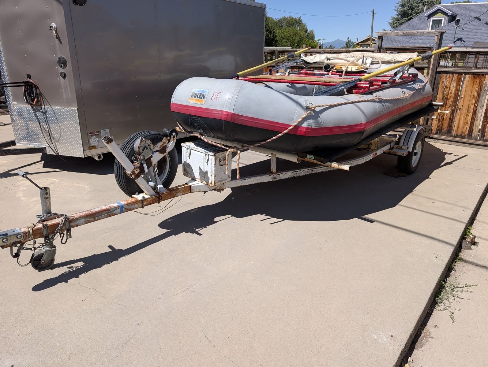 Riken 16 ft bucket boat raft with trailer