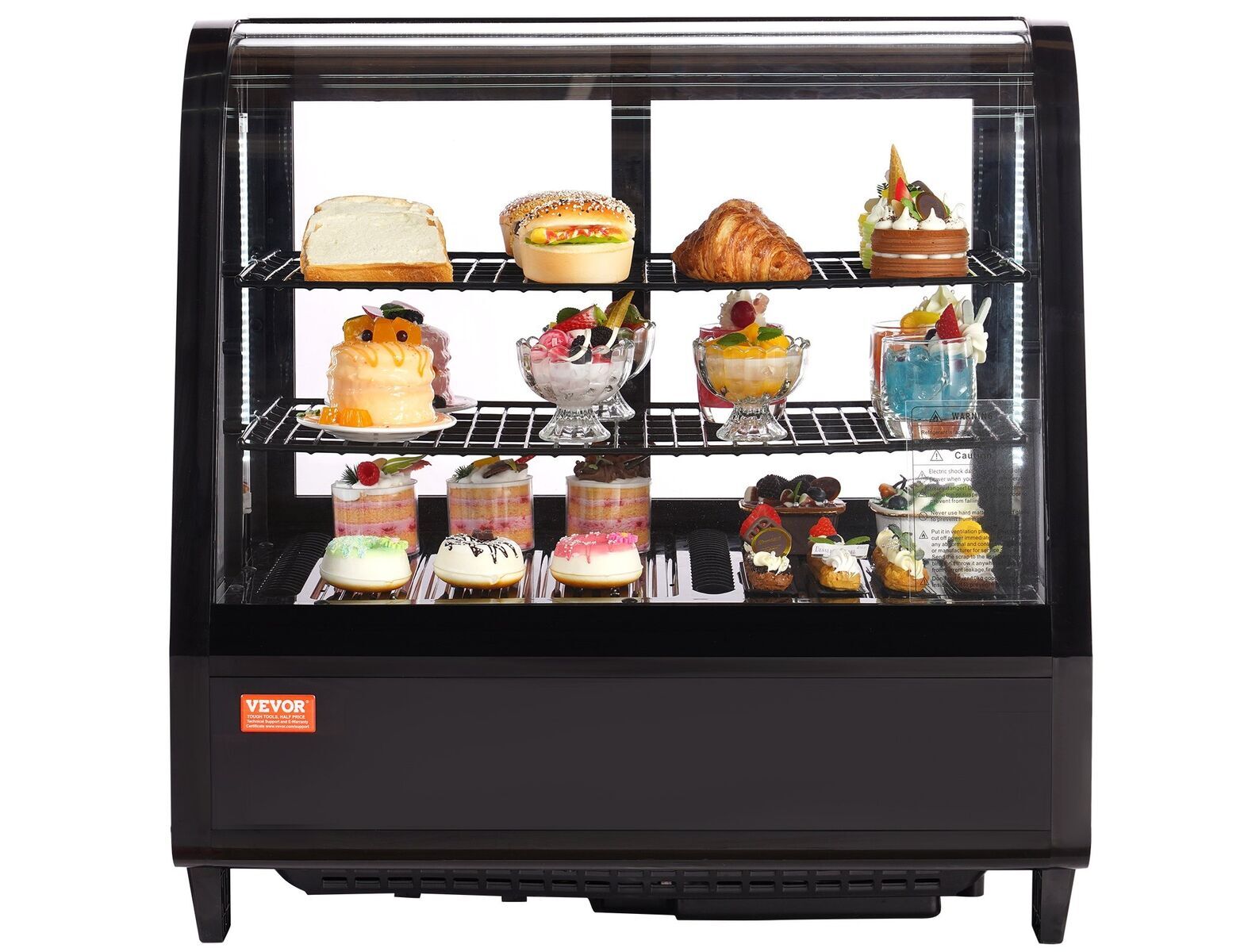 VEVOR Refrigerated Display Case, 3.5 Cu.Ft./100L, 2-Tier, Countertop Pastry
