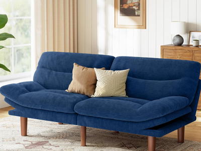 Marsail 66.02" Futon Sofa Bed, Convertible Corduroy Futon Couch with Adjustable Backrest & Armrests