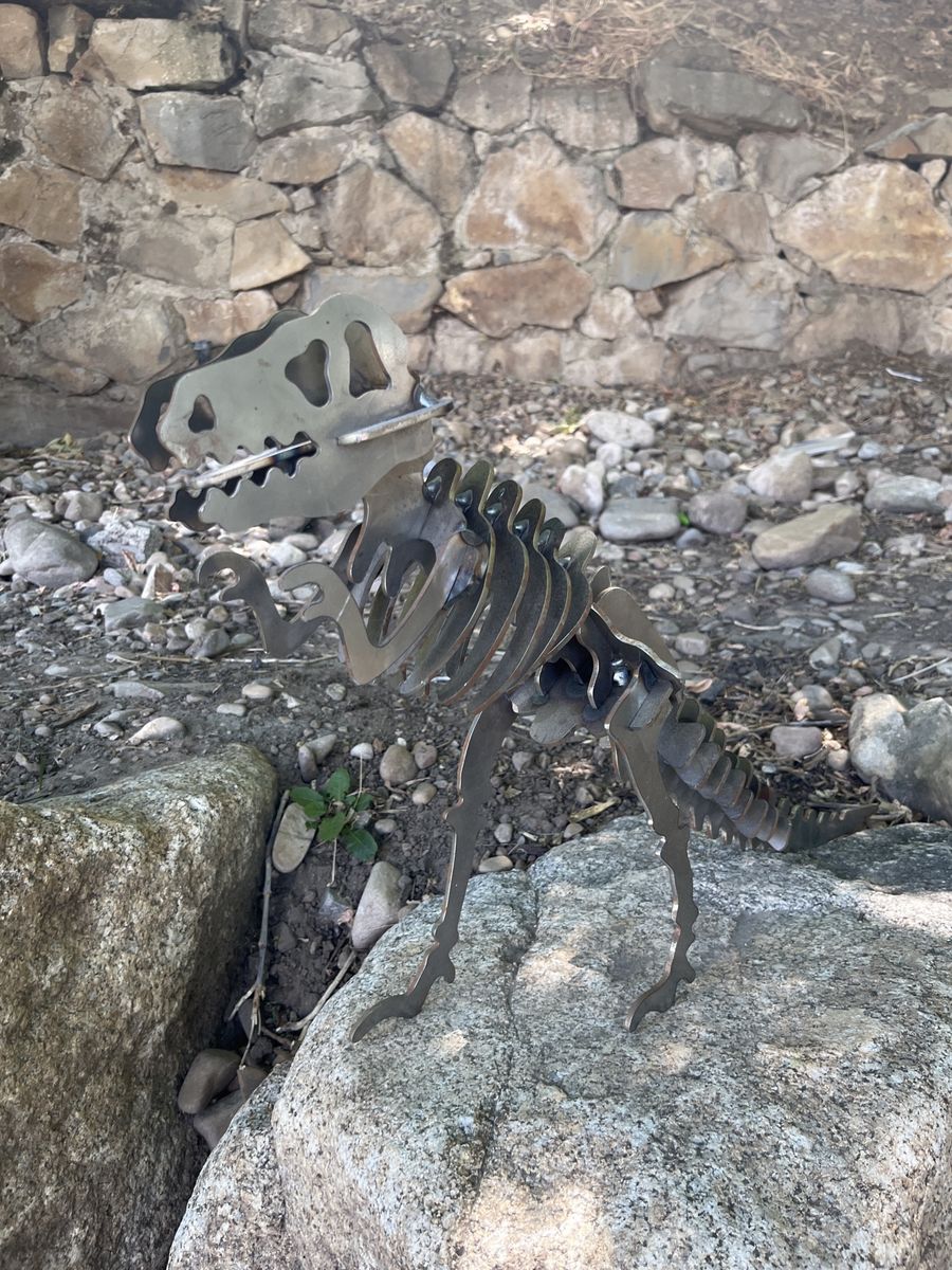 Unique Welded Metal T-Rex Dinosaur Sculpture/Figurine - Rustic Decor
