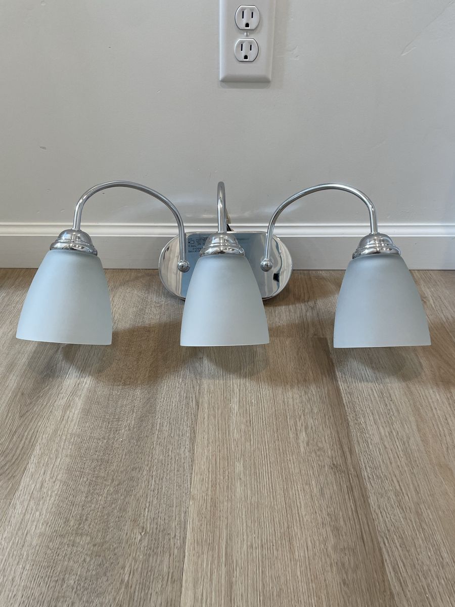 Chrome 3-Light Vanity Fixture with Frosted Glass Shades