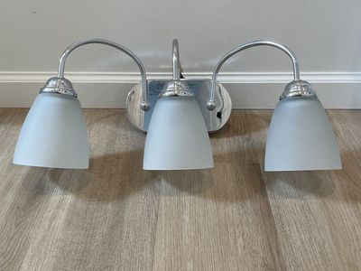 Chrome 3-Light Vanity Fixture with Frosted Glass Shades