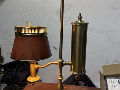 Frederick Cooper Vintage Brass Banker's Lamp with Brown Shade