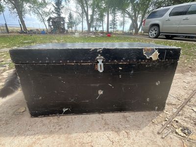 Large Black Wooden Chest