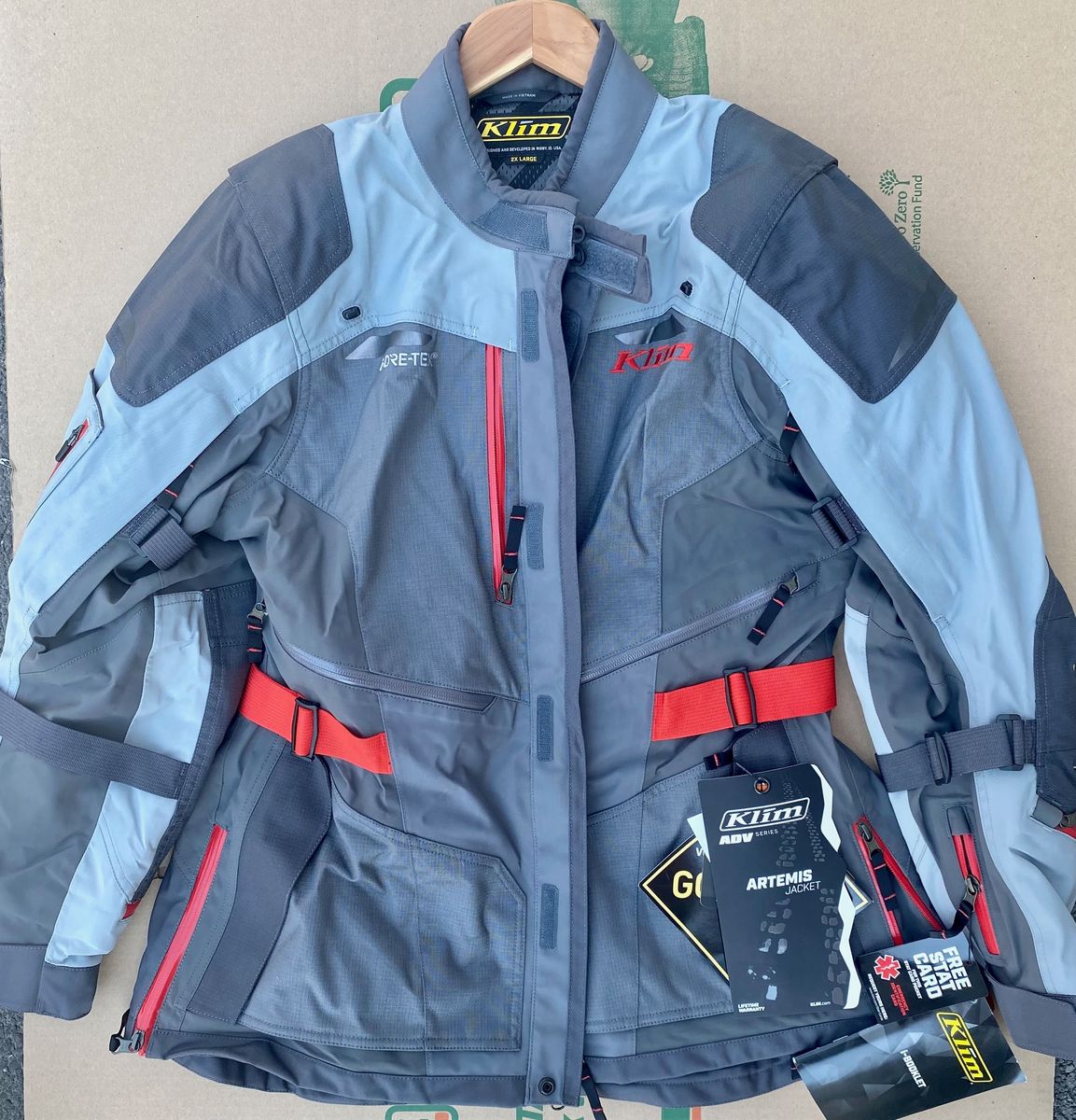 Like New Klim Artemis ADV Series Gore-Tex Motorcycle Jacket Size 2XL Grey Red NWT