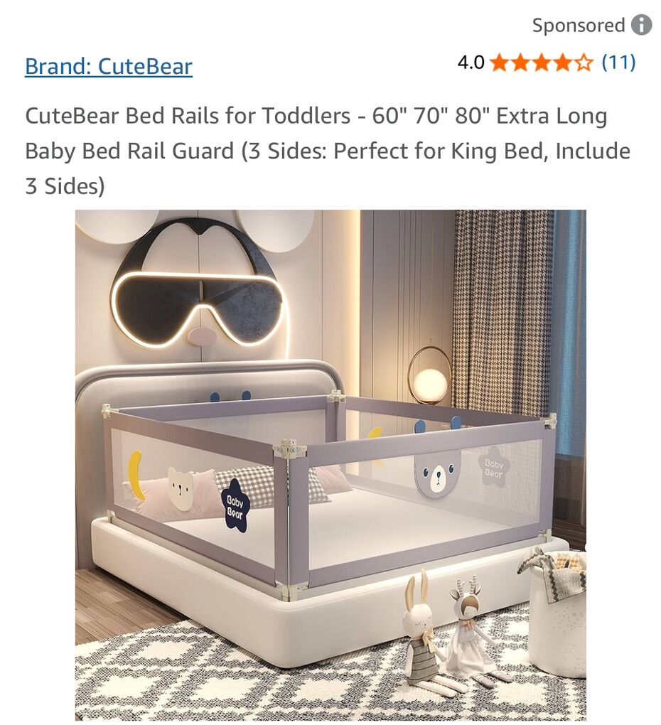 3 Piece, Bed Rails for Toddlers, King Size, New