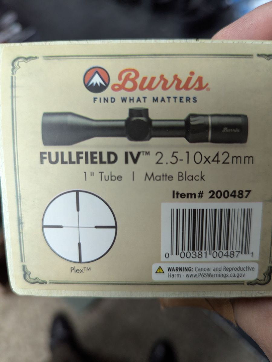 Burris Fullfield 4 2.5-10x42 w/rings, power lever, and objective caps
