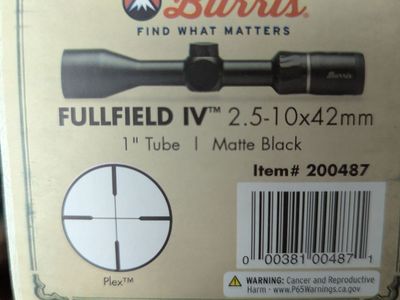 Burris Fullfield 4 2.5-10x42 w/rings, power lever, and objective caps