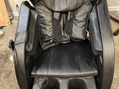 Full Body Black Leather Reclining Massage Chair with Heat Therapy