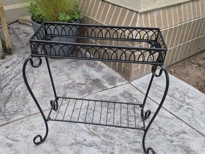 Black Plant Stand with Shelf - Elegant Indoor/Outdoor Decor