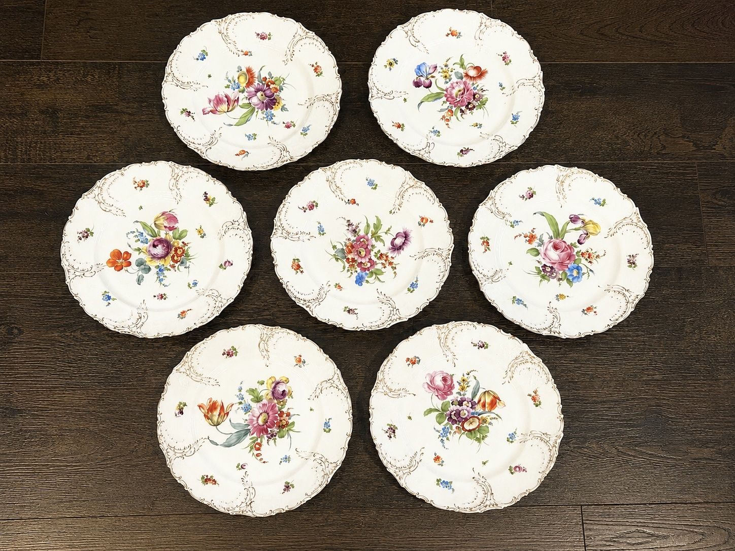 Antique Dresden Germany Porcelain Plates - Richard Klemm (Set of 7) Please Read Description