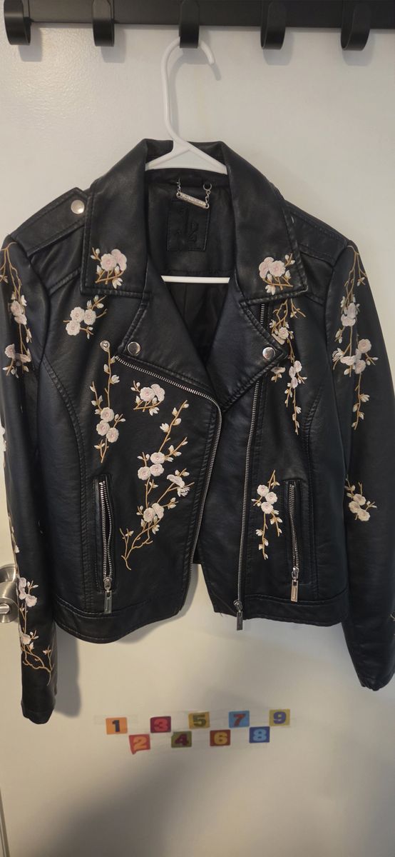 Black with pink flowers jacket