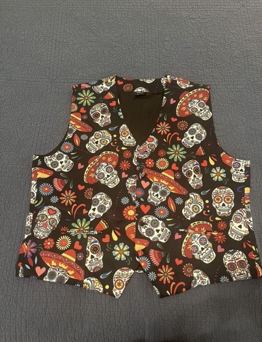 2X Vest Halloween Sugar Skull Day of the Dead