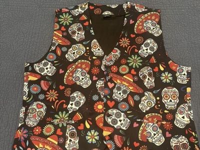 2X Vest Halloween Sugar Skull Day of the Dead