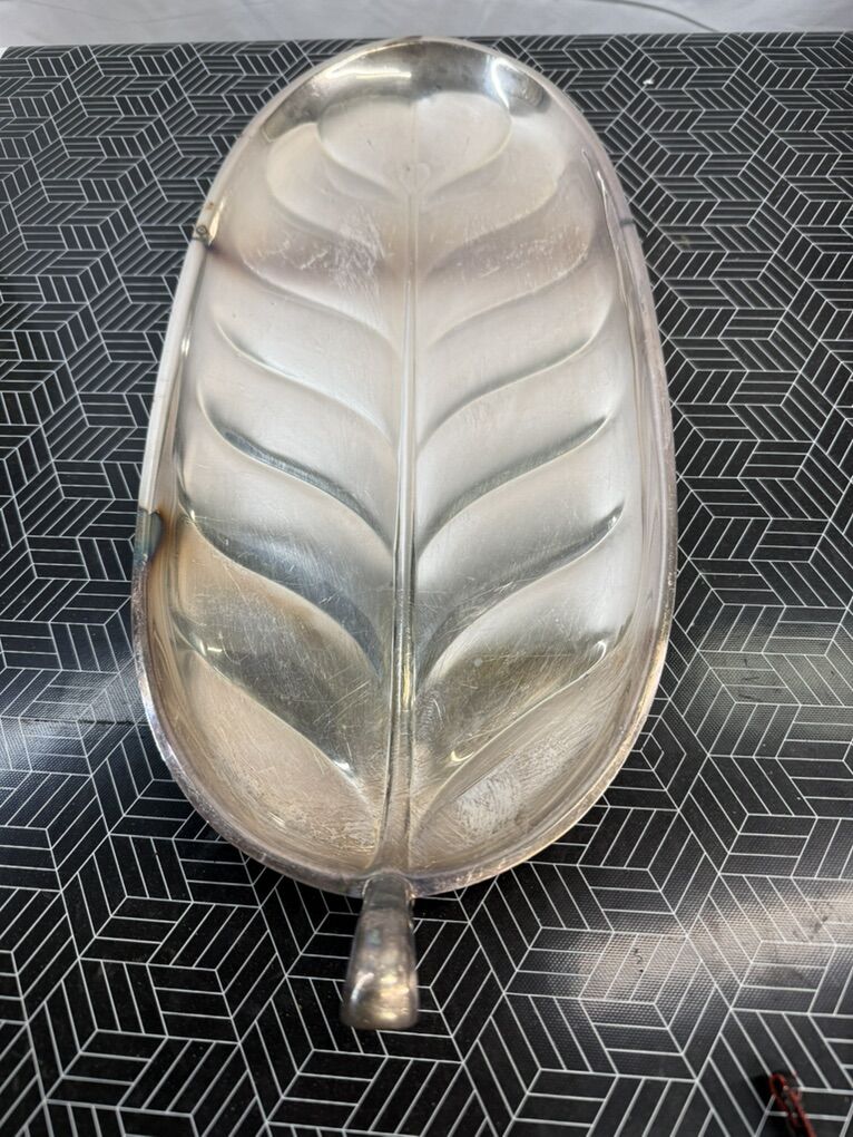 SILVERPLATED Banana Leaf Tray - 17 Inches Long