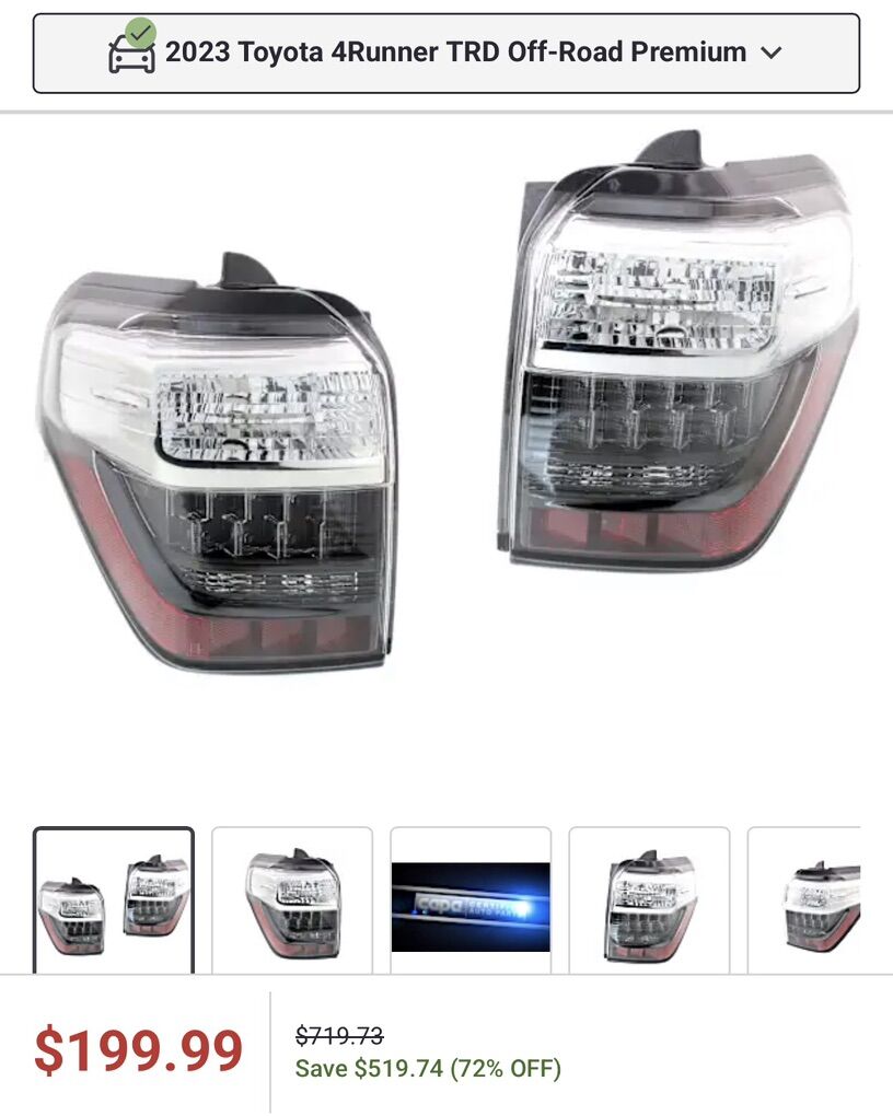 2023 4Runner rear Tail Light Assembly