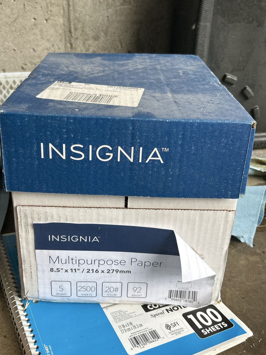 Insignia Multipurpose Paper Box - 8.5" x 11", 20lb, 92 Bright, 5 Reams / 2500 Sheets