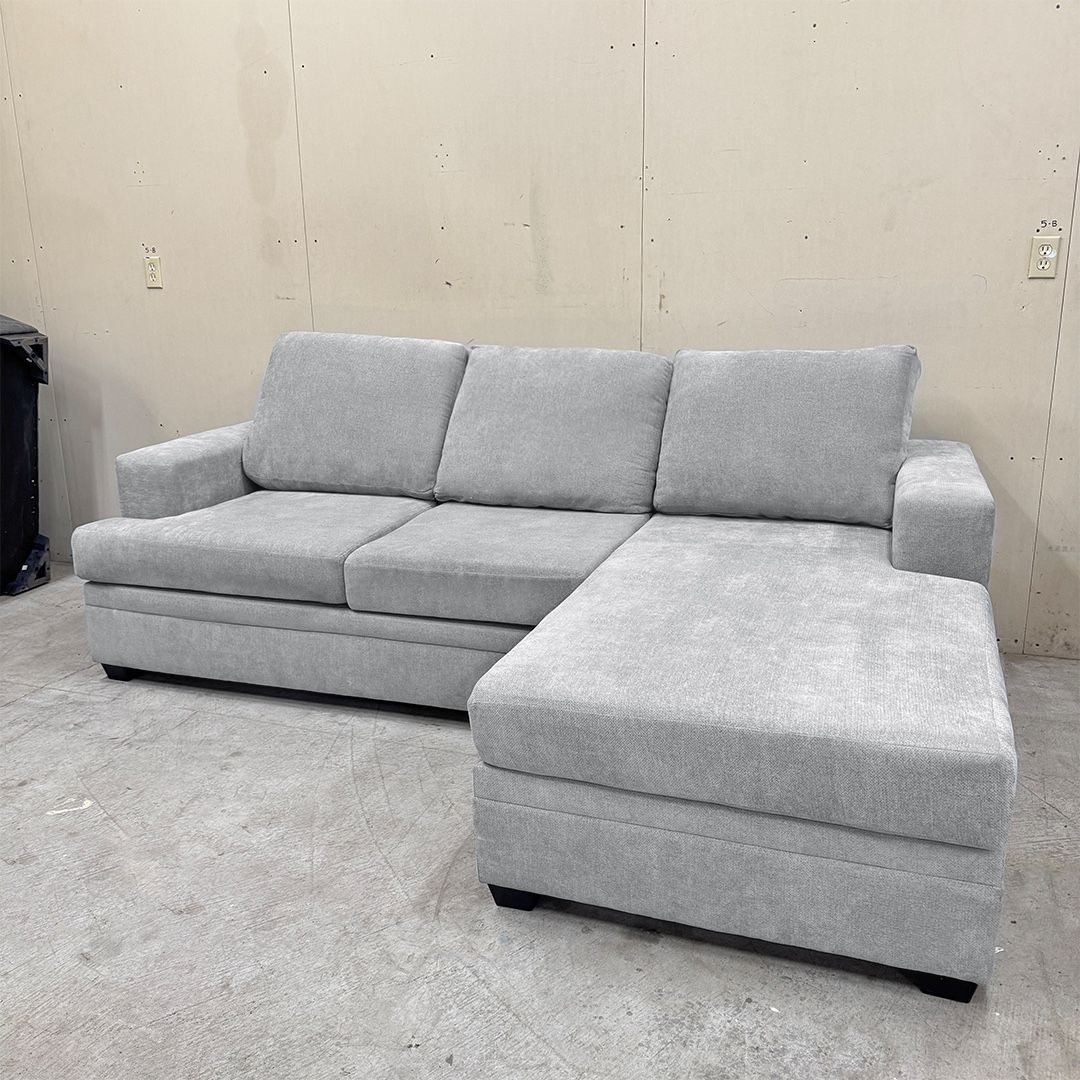 (New) Reversible Light Gray Sectional Couch - Free Delivery