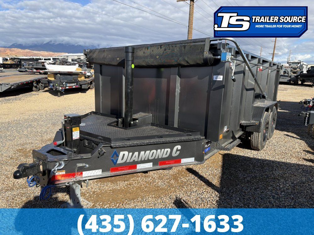 7x14 Diamond C LPT 208 Dump Trailer - 44" Sides - 18K GVWR - 18 Ply Tires, Long Arm Tarp
