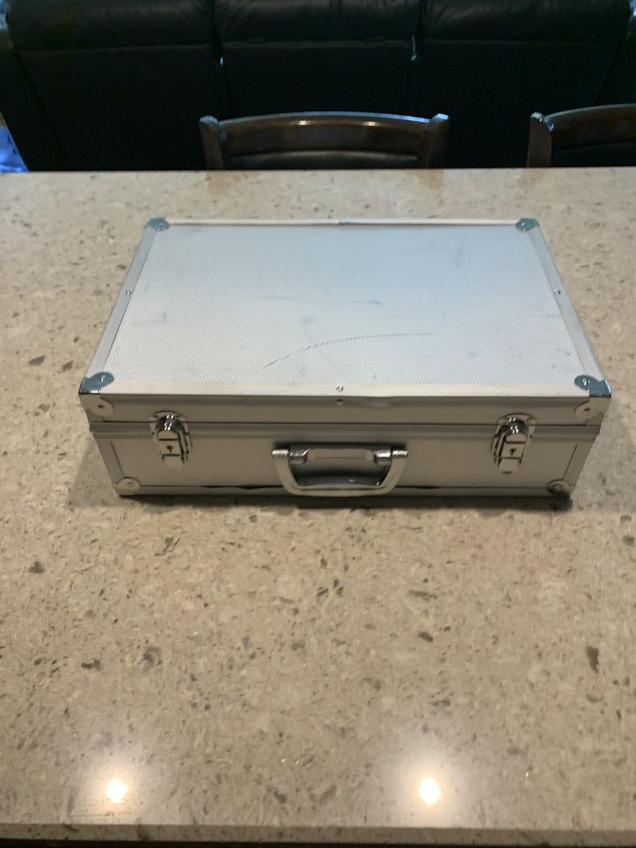 Aluminum Hard Case - Silver, Empty Storage Box with Handle and Latches
