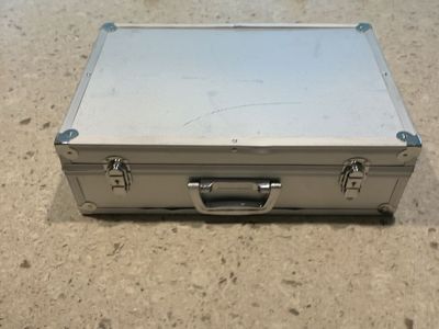 Aluminum Hard Case - Silver, Empty Storage Box with Handle and Latches