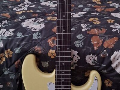 Brand new pretty yellow Donner Electric Guitar with storage/carry bag, amp and other accessories.