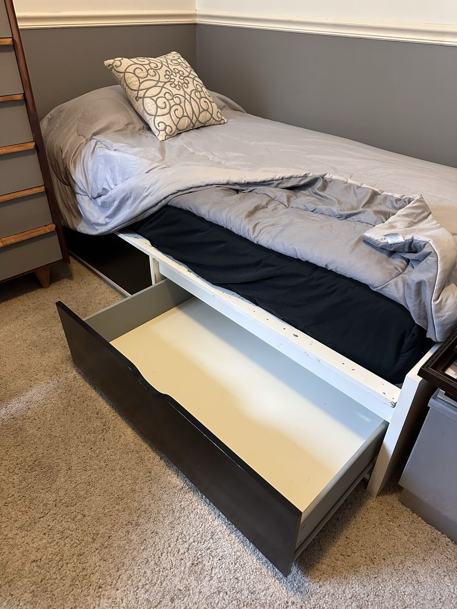 Twin Bed Frame with Storage and a Mattress