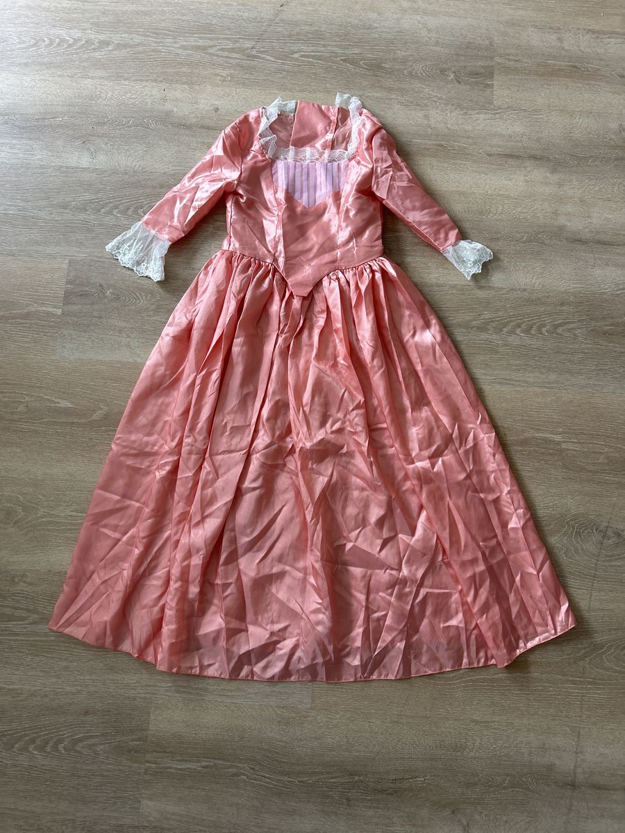 Pink Satin Historical / Colonial Dress Costume with Lace Trim Size L (9-10)
