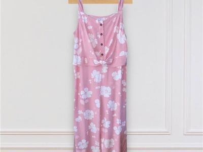 NWT Carters Pink Floral Viscose Jumpsuit Size 7