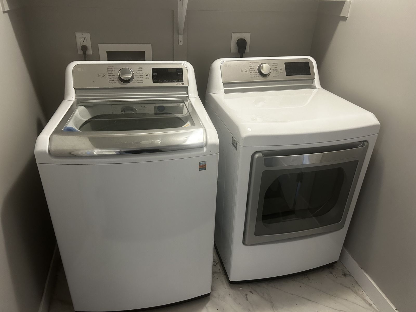 LG Washer and Dryer Set White Top Load Electric