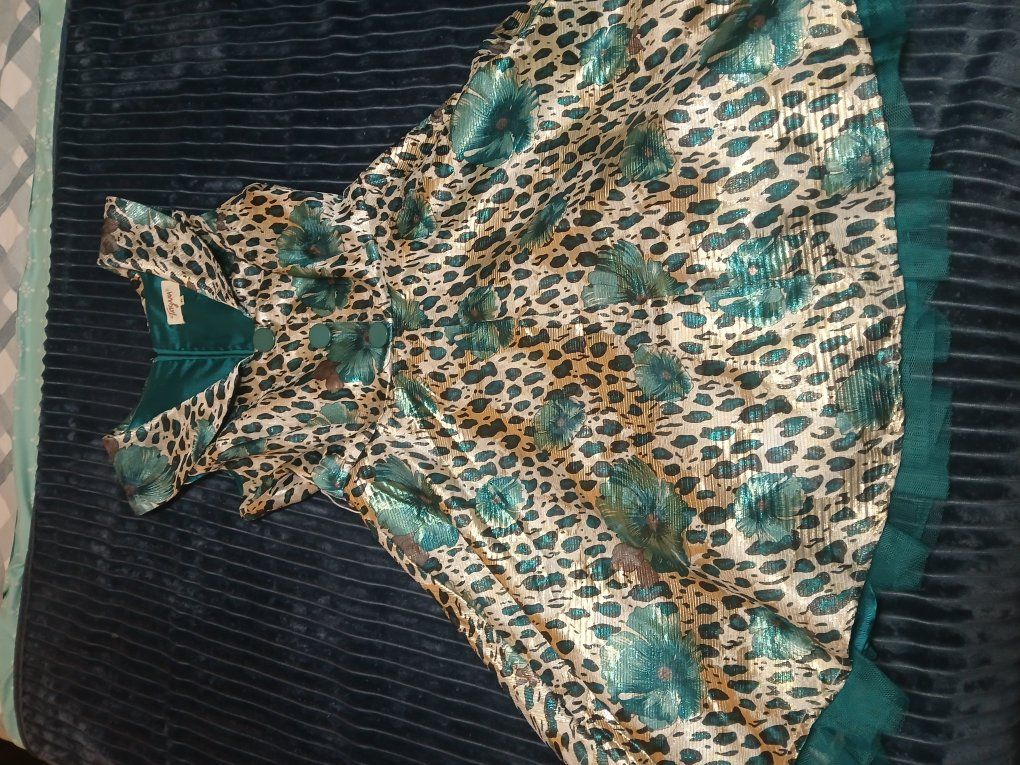 Tatyana Pin-up Style Teal Animal Print Party Dress