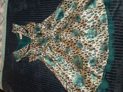 Tatyana Pin-up Style Teal Animal Print Party Dress
