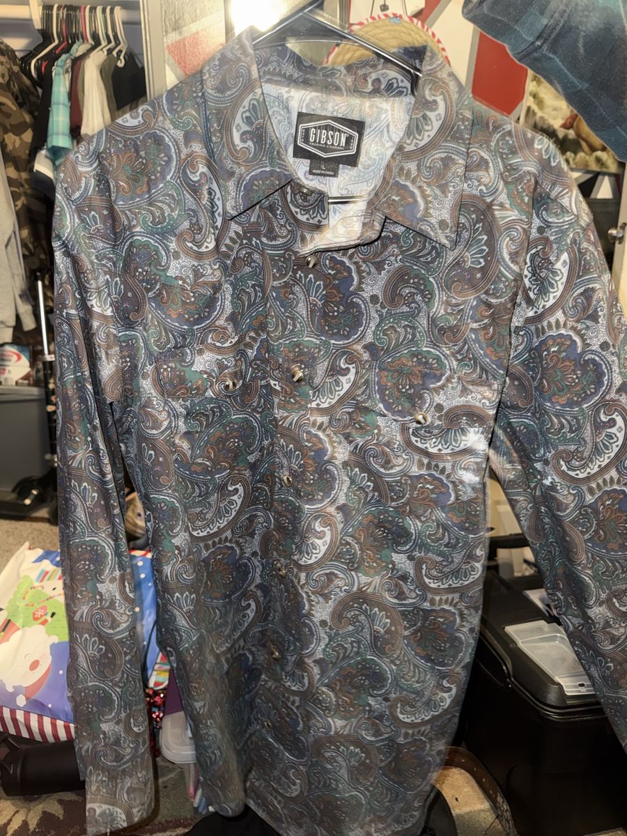Gibson Trading Co. Men's Paisley Long Sleeve Western Shirt Size L Snap Buttons