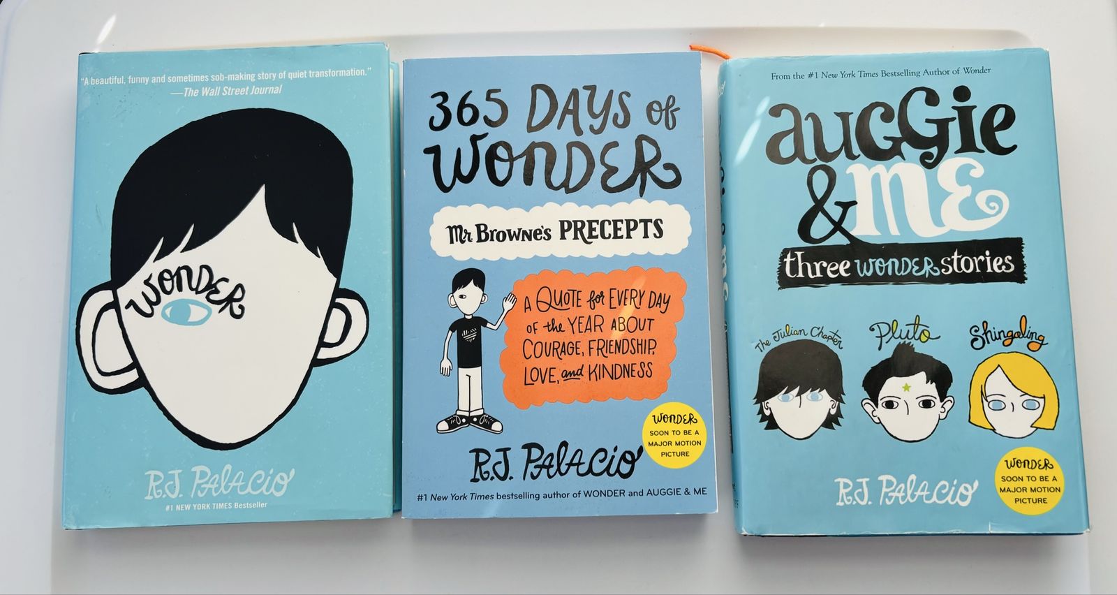 RJ Palacio collection “ Wonder, 356 days of wonder & Auggie & me Books”