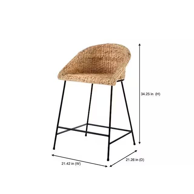 24” Natural Woven Hyacinth Counter Stool
