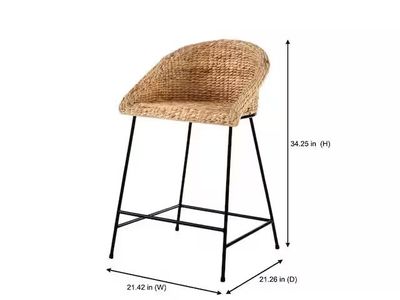 24” Natural Woven Hyacinth Counter Stool