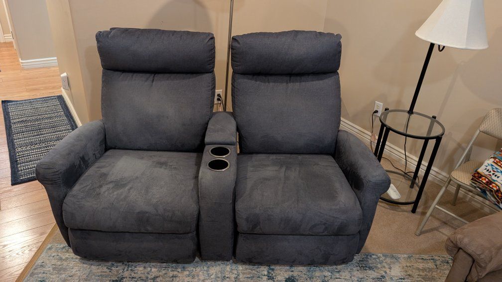 Power reclining couch and loveseat