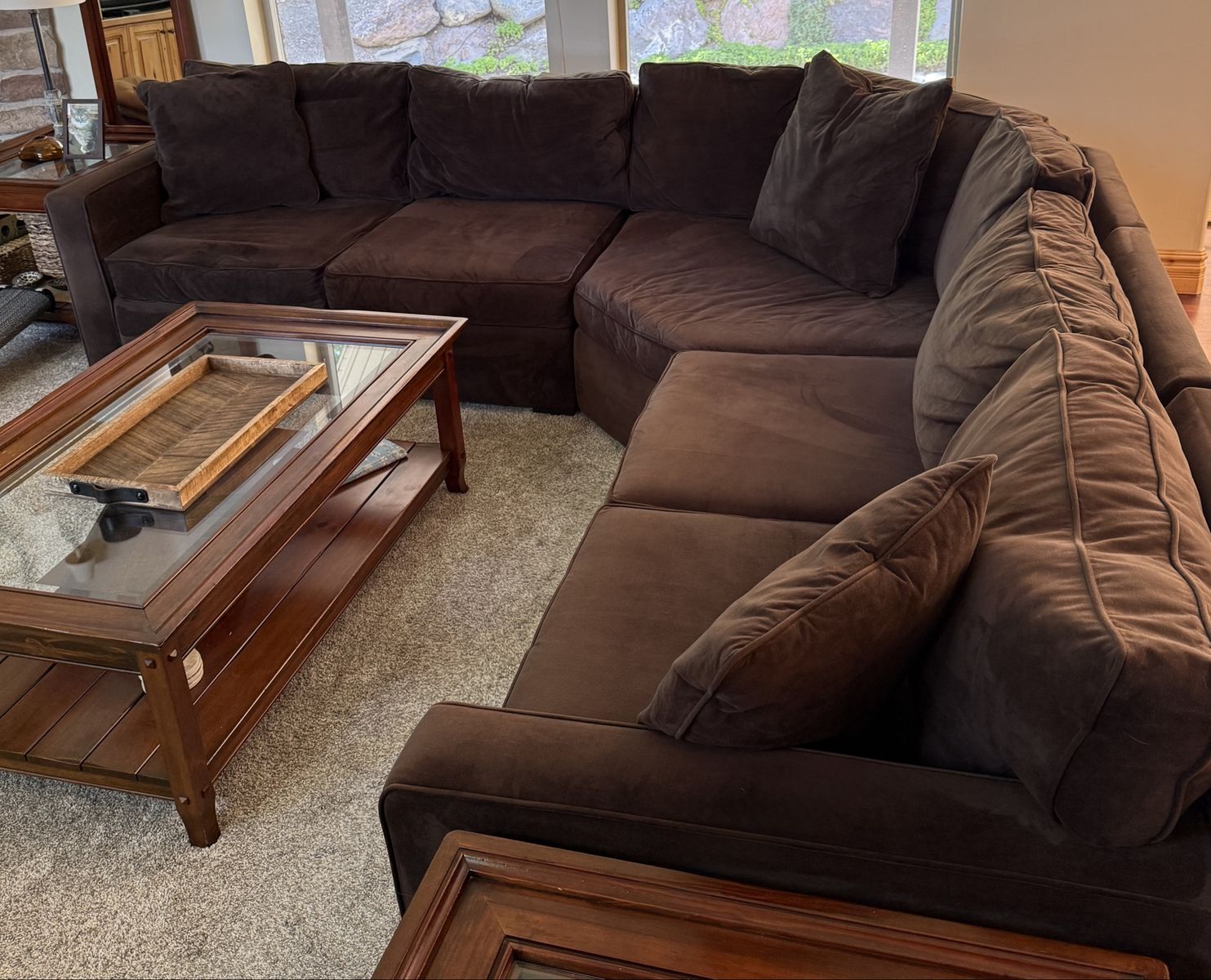 Brown sectional couch