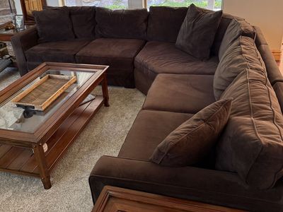 Brown sectional couch