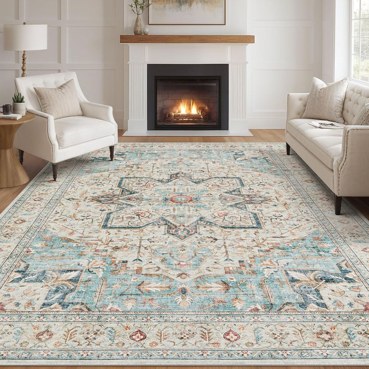 NEW 9x12 Washable Boho Rug Vintage Oriental Distressed Farmhouse