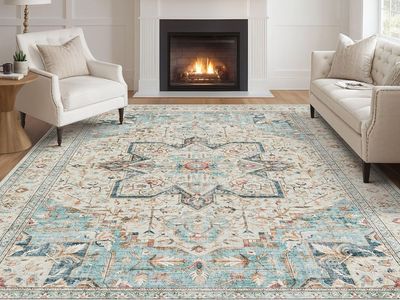 NEW 9x12 Washable Boho Rug Vintage Oriental Distressed Farmhouse